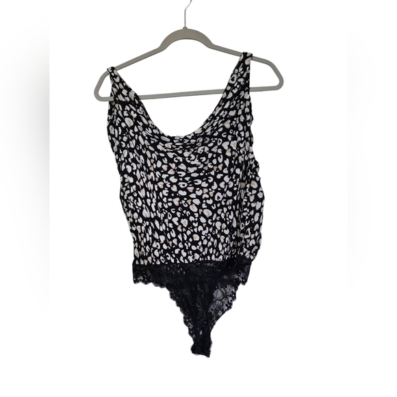 Free People Tops - FREE PEOPLE Black and White LaceTrimmed Women's Bodysuit MEDIUM
